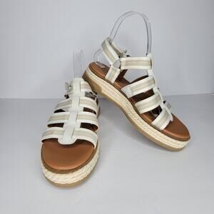 Lucky Brand Emliey White Gladiator Platform Sandals sz 8